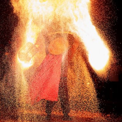 Dynamic shot of a person performing an explosive movement.